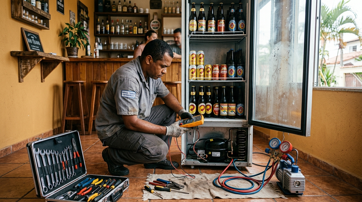 Substituição do termostato de uma cervejeira em Ponta Grossa‑PR